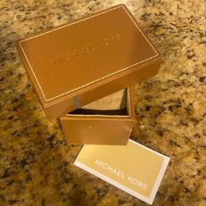 Michael Kors Tan Leather Box 2 Watch Links Silver